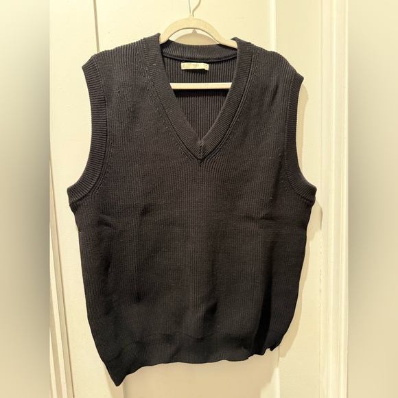 Mango Men's V-Neck Sweater Vest in Black - Picture 1 of 5